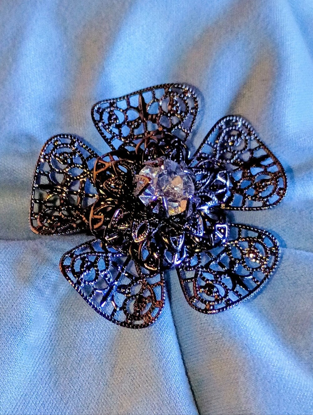 Black Flower Statement Ring
